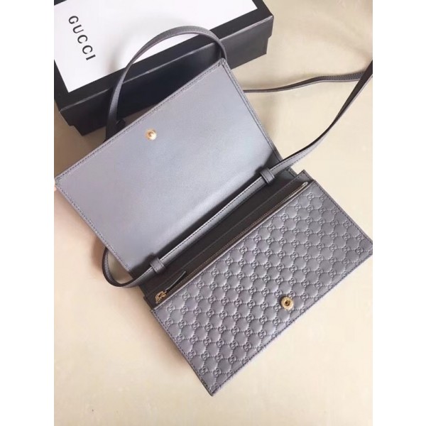 Gucci GG Signature Crossbody Bag 466507 Grey 2018