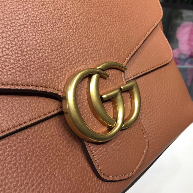 Gucci GG Marmont Leather Shoulder Bags 401173 Brown