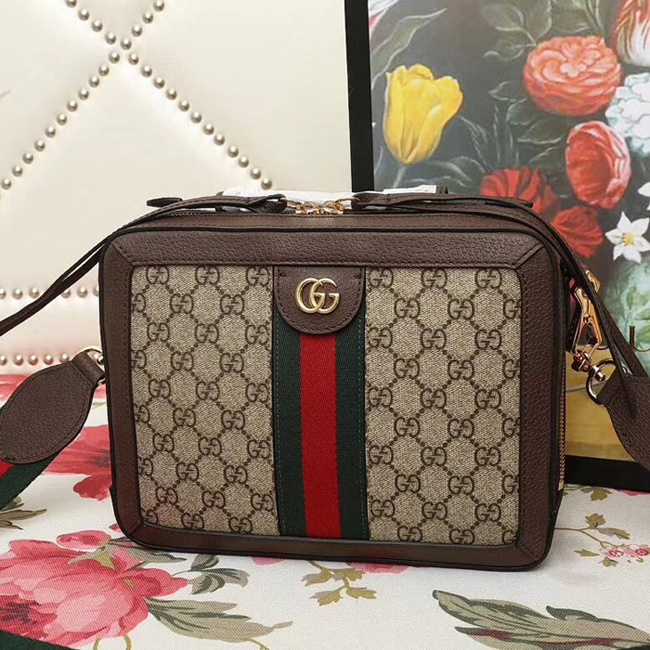 Gucci Ophidia Small GG Shoulder Bag 550622 Brown