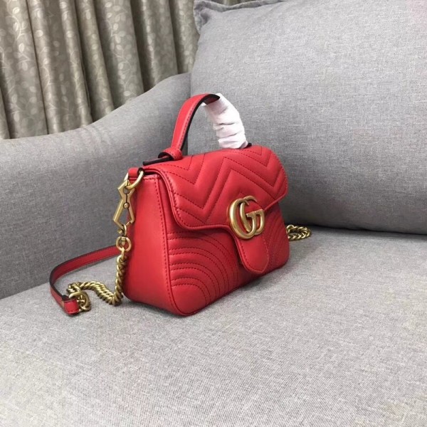 Gucci GG Marmont Mini Top Handle Bag 547260 Red 2018