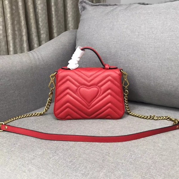 Gucci GG Marmont Mini Top Handle Bag 547260 Red 2018