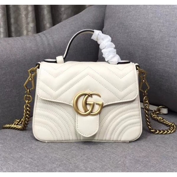 Gucci GG Marmont Mini Top Handle Bag 547260 White 2018