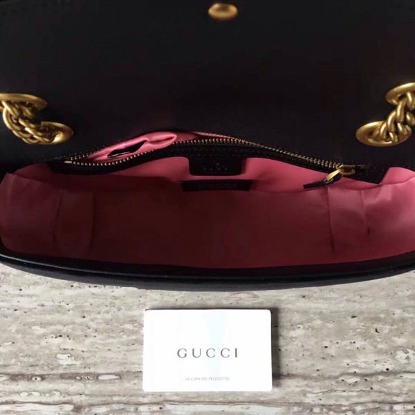 Gucci GG Marmont Velvet Small Shoulder Bag With Crystals 443497 Black 2018 Collection