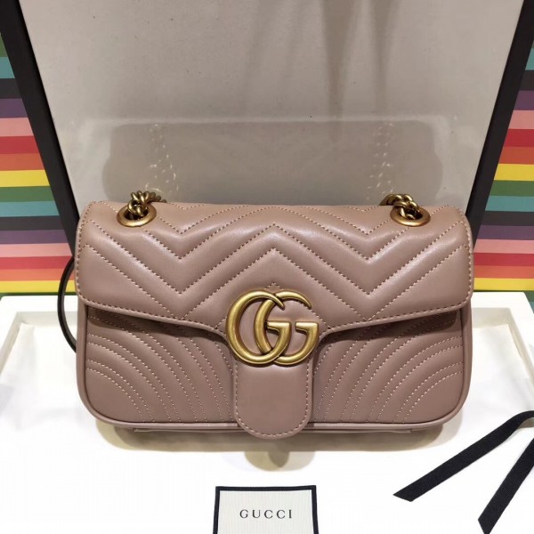 Gucci GG Marmont Matelassé Small Shoulder Bag 443497 Nude 2018 Collection