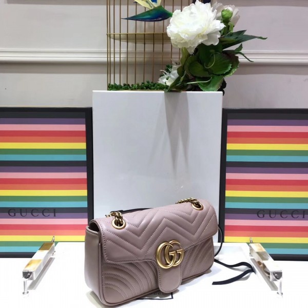 Gucci GG Marmont Matelassé Small Shoulder Bag 443497 Nude 2018 Collection