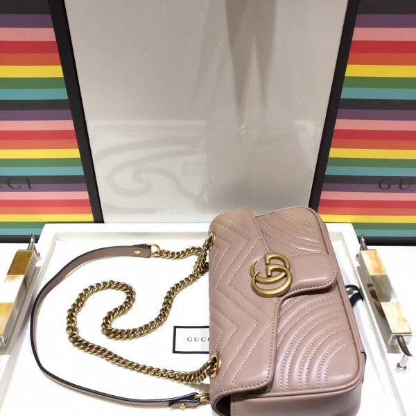 Gucci GG Marmont Matelassé Small Shoulder Bag 443497 Nude 2018 Collection