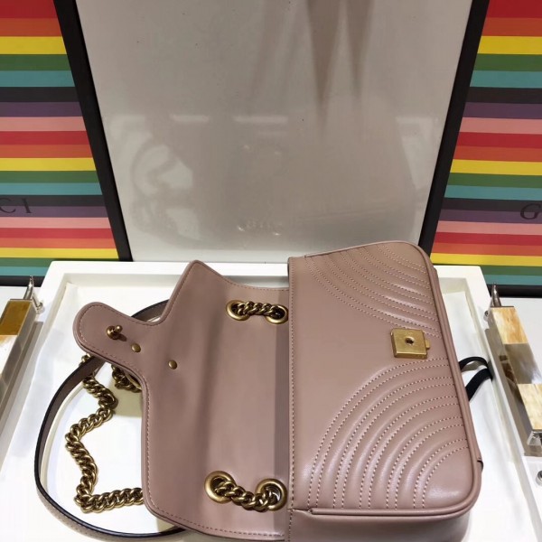 Gucci GG Marmont Matelassé Small Shoulder Bag 443497 Nude 2018 Collection