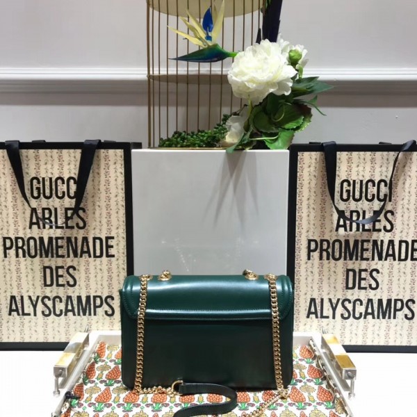 Gucci Rajah Leather Medium Shoulder Bag 537241 Green 2018 Collection
