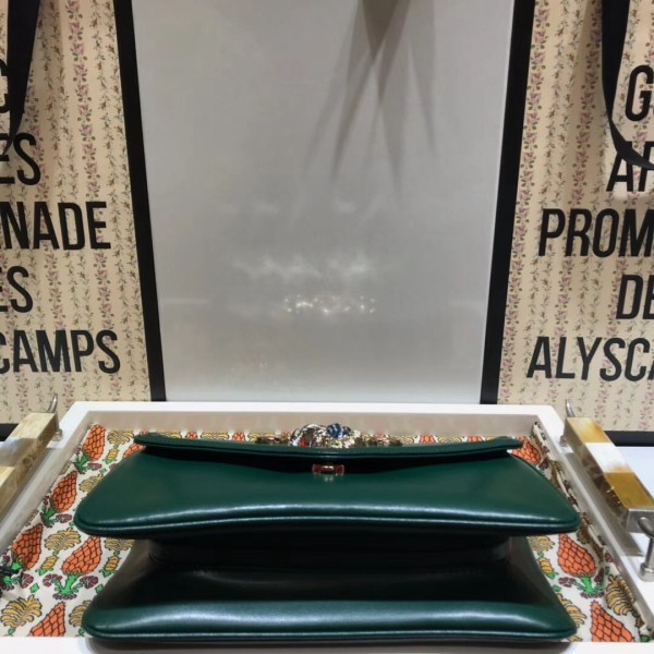 Gucci Rajah Leather Medium Shoulder Bag 537241 Green 2018 Collection