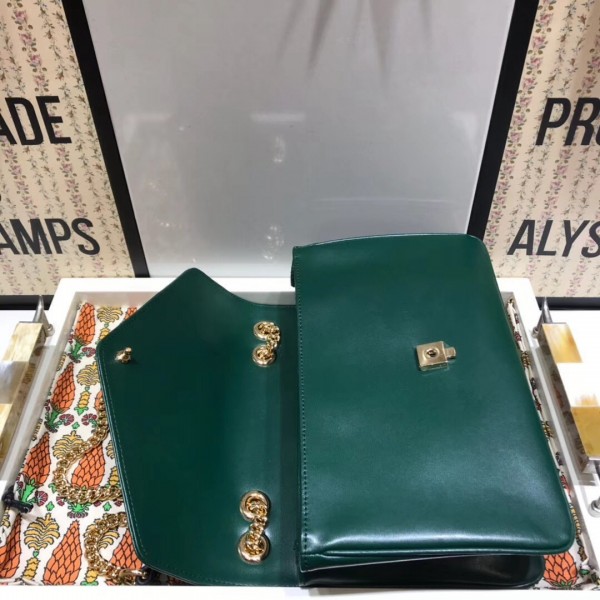 Gucci Rajah Leather Medium Shoulder Bag 537241 Green 2018 Collection