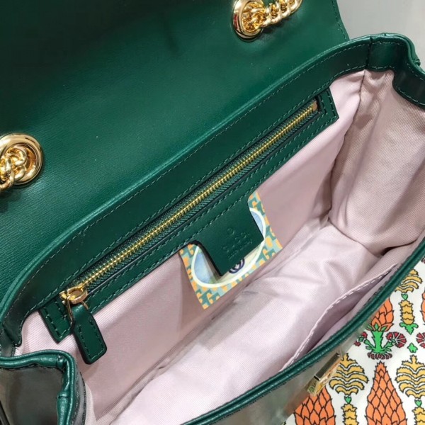 Gucci Rajah Leather Medium Shoulder Bag 537241 Green 2018 Collection