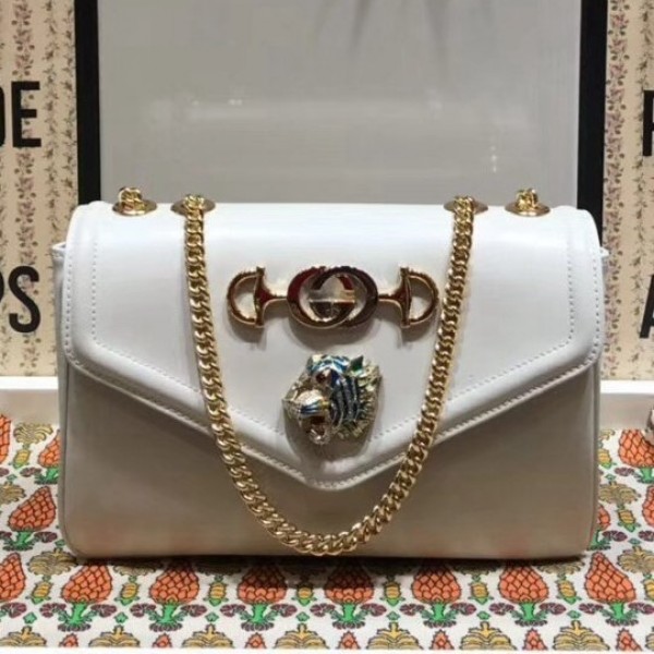 Gucci Rajah Leather Medium Shoulder Bag 537241 White 2018 Collection