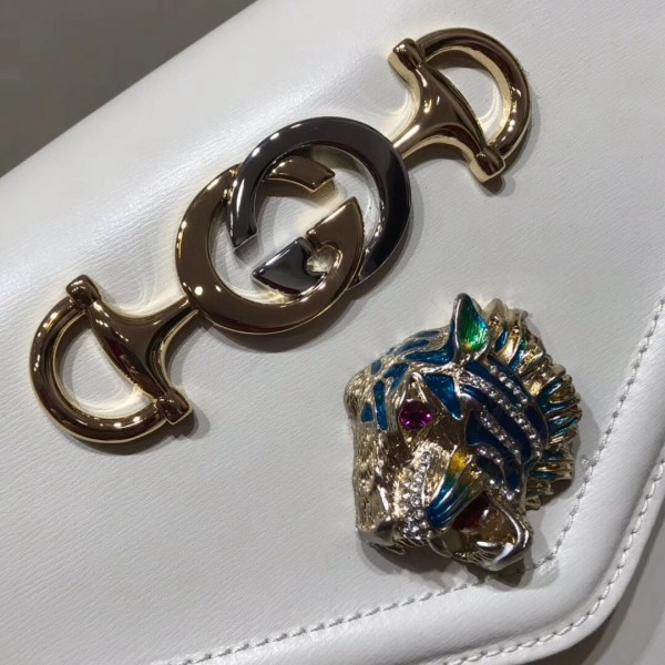 Gucci Rajah Leather Medium Shoulder Bag 537241 White 2018 Collection