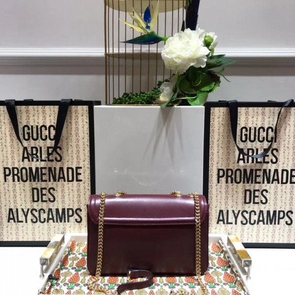 Gucci Rajah Leather Medium Shoulder Bag 537241 Burberrygundy 2018 Collection