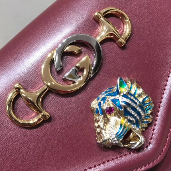 Gucci Rajah Leather Medium Shoulder Bag 537241 Burberrygundy 2018 Collection