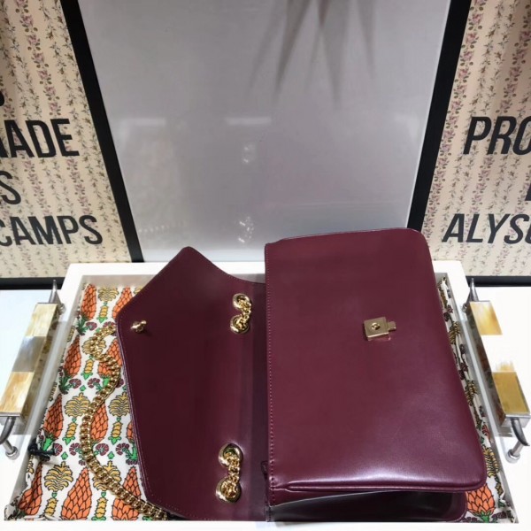Gucci Rajah Leather Medium Shoulder Bag 537241 Burberrygundy 2018 Collection