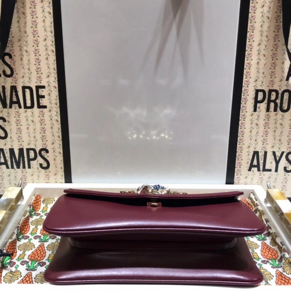 Gucci Rajah Leather Medium Shoulder Bag 537241 Burberrygundy 2018 Collection