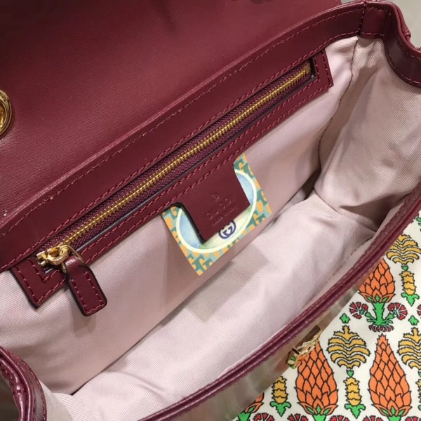 Gucci Rajah Leather Medium Shoulder Bag 537241 Burberrygundy 2018 Collection