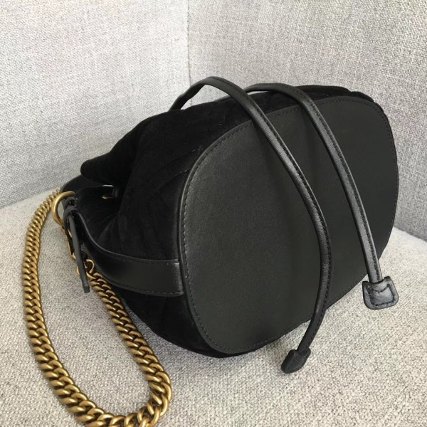Gucci GG Marmont Quilted Velvet Bucket Bag 525081 Black 2018 Collection