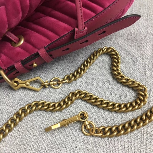 Gucci GG Marmont Quilted Velvet Bucket Bag 525081 Rosy 2018 Collection
