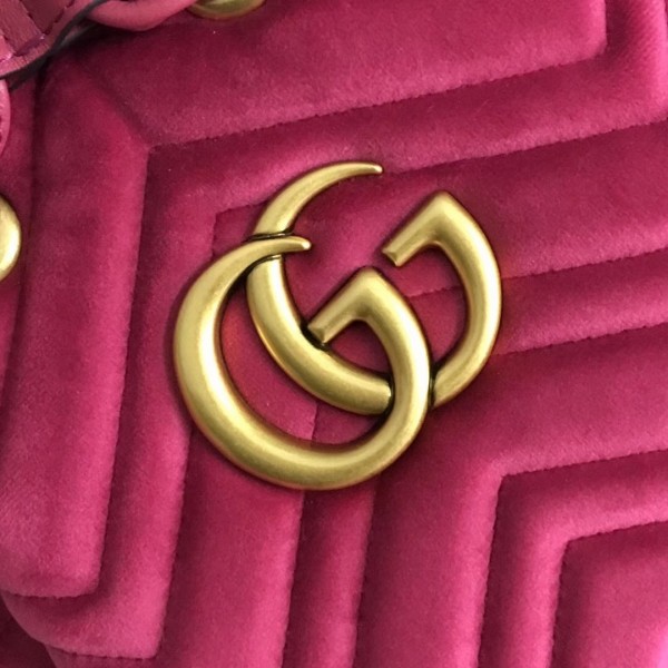 Gucci GG Marmont Quilted Velvet Bucket Bag 525081 Rosy 2018 Collection