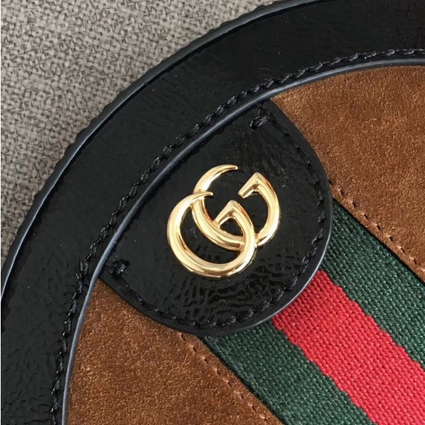 Gucci Suede Ophidia Mini Round Shoulder Bag 550618 Brown 2018 Collection