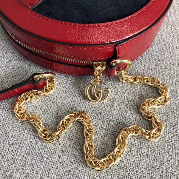 Gucci Suede Ophidia Mini Round Shoulder Bag 550618 Deep Blue/Red 2018 Collection