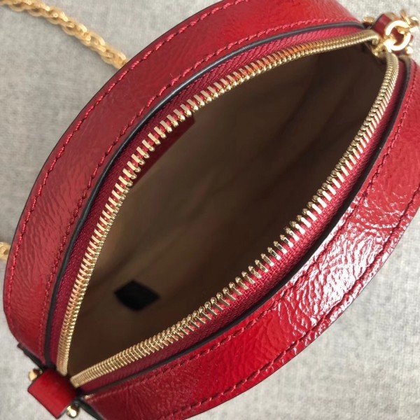Gucci Suede Ophidia Mini Round Shoulder Bag 550618 Deep Blue/Red 2018 Collection