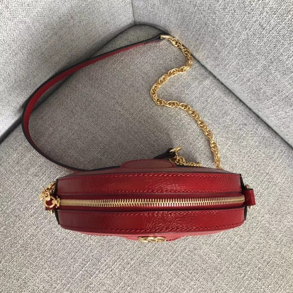 Gucci Suede Ophidia Mini Round Shoulder Bag 550618 Deep Blue/Red 2018 Collection