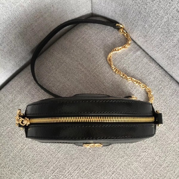 Gucci Suede Ophidia Mini Round Shoulder Bag 550618 Black 2018 Collection