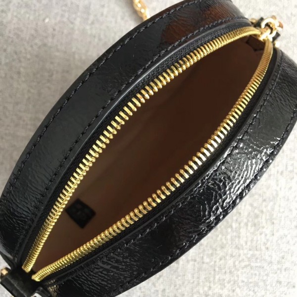 Gucci Suede Ophidia Mini Round Shoulder Bag 550618 Black 2018 Collection