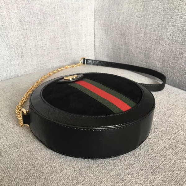 Gucci Suede Ophidia Mini Round Shoulder Bag 550618 Black 2018 Collection