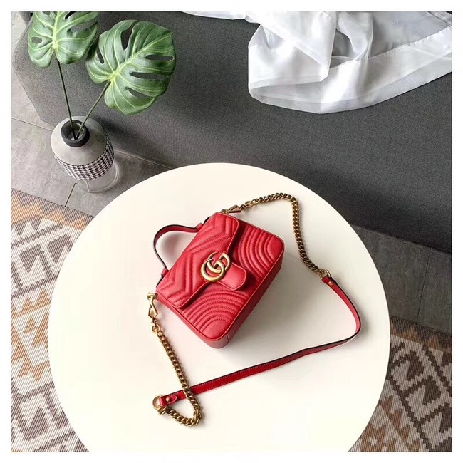 Gucci GG Marmont mini top handle bag 547260 red 