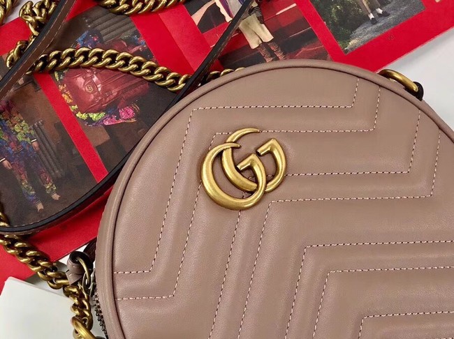 Gucci GG Marmont mini round shoulder bag 550154 Pink 
