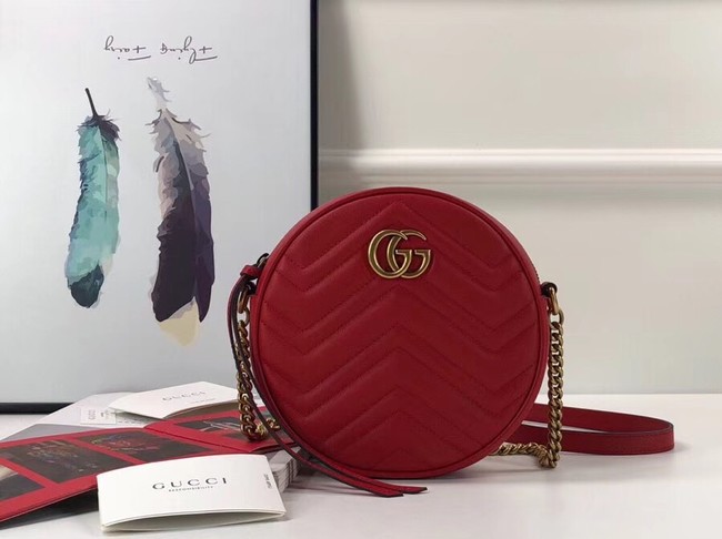 Gucci GG Marmont mini round shoulder bag 550154 red 