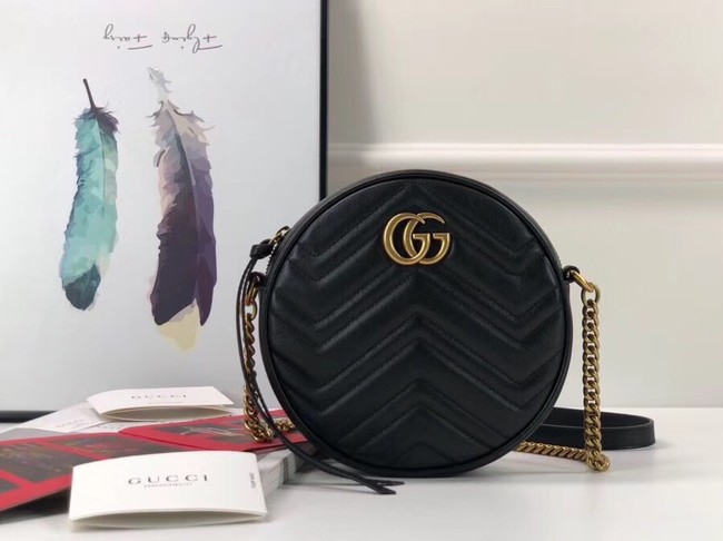 Gucci GG Marmont mini round shoulder bag 550154 black 