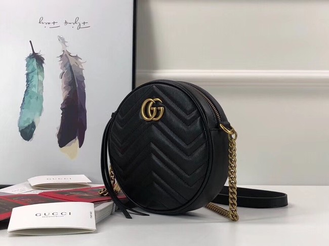 Gucci GG Marmont mini round shoulder bag 550154 black 