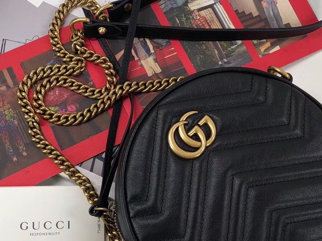 Gucci GG Marmont mini round shoulder bag 550154 black 