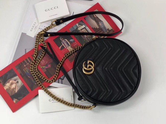 Gucci GG Marmont mini round shoulder bag 550154 black 