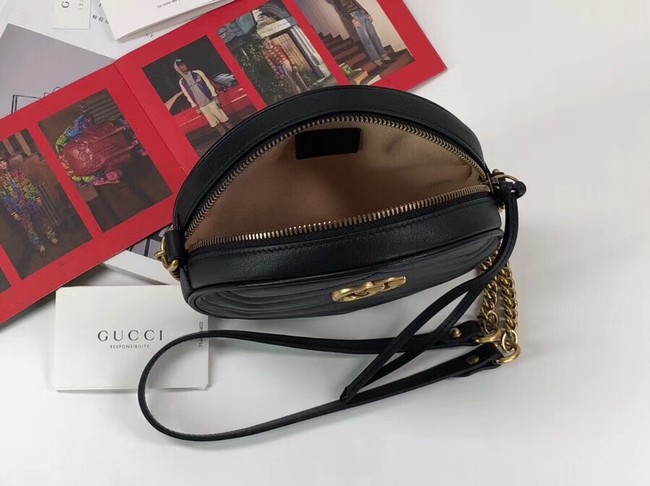 Gucci GG Marmont mini round shoulder bag 550154 black 