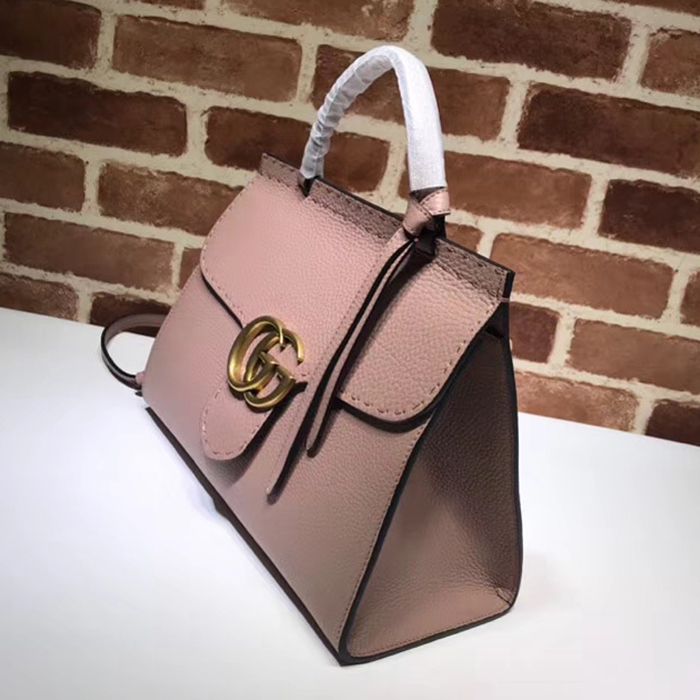 Gucci GG Marmont Leather Top Handle Medium Bag 442622 Pink 2018
