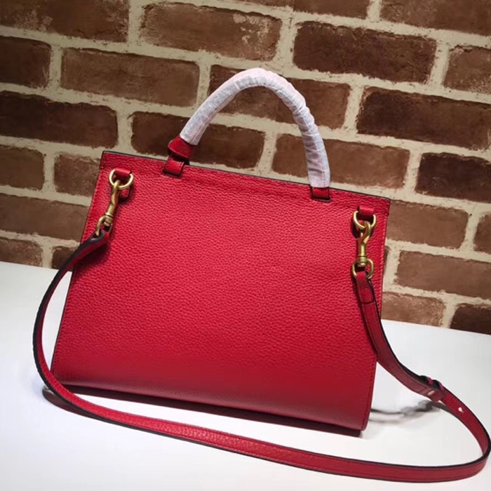 Gucci GG Marmont Leather Top Handle Medium Bag 442622 Red 2018