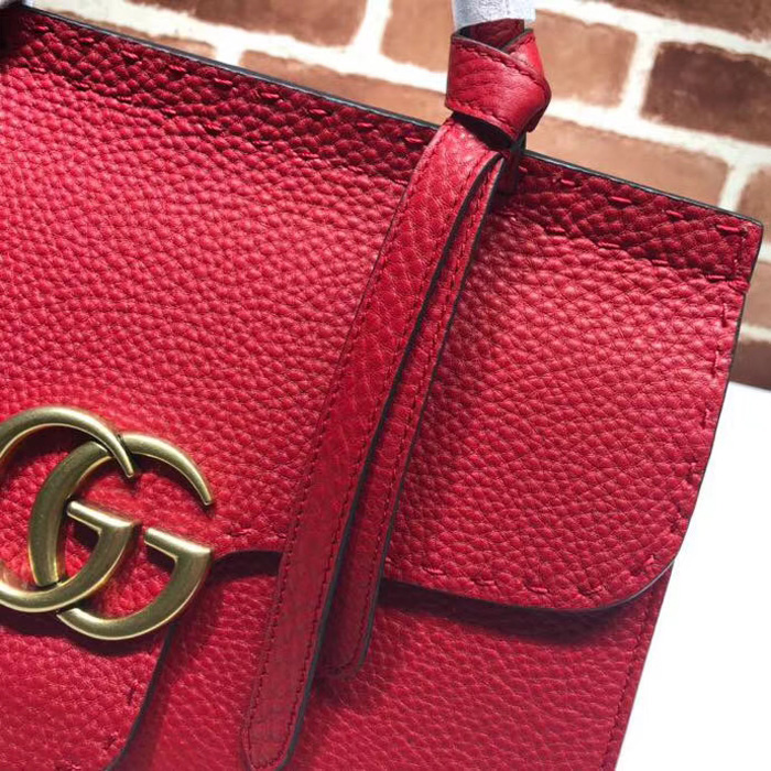 Gucci GG Marmont Leather Top Handle Medium Bag 442622 Red 2018