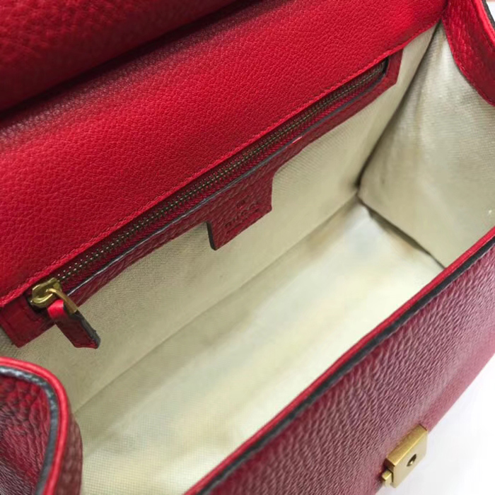 Gucci GG Marmont Leather Top Handle Medium Bag 442622 Red 2018