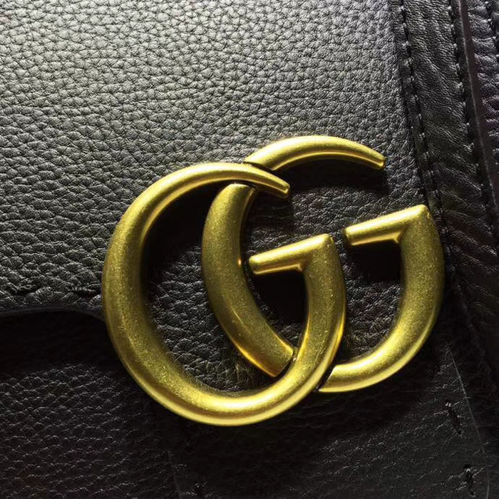 Gucci GG Marmont Leather Top Handle Medium Bag 442622 Black 2018