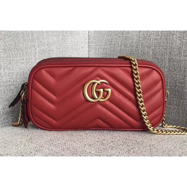 Gucci GG Marmont Mini Chain Bag 546581 Red 2018