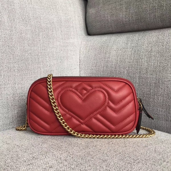 Gucci GG Marmont Mini Chain Bag 546581 Red 2018