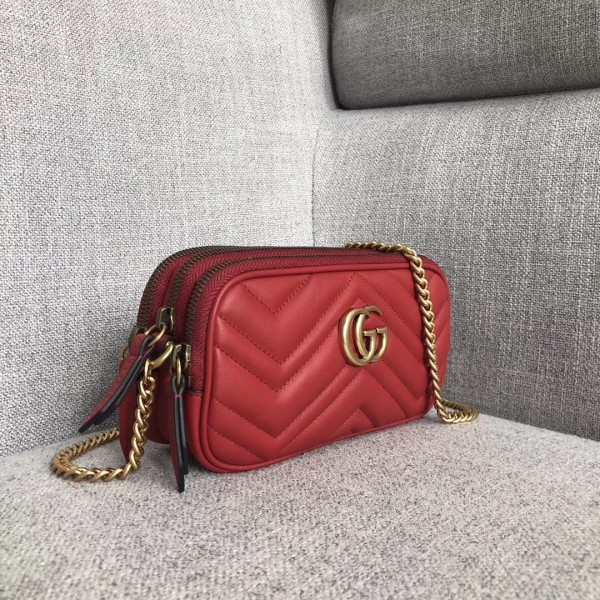 Gucci GG Marmont Mini Chain Bag 546581 Red 2018