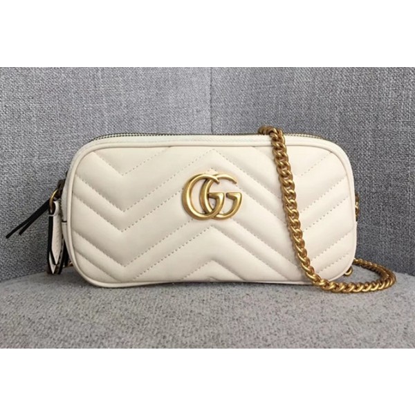 Gucci GG Marmont Mini Chain Bag 546581 White 2018