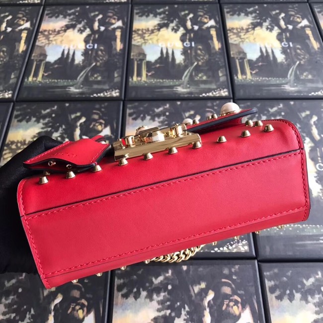 Gucci Padlock small GG Pearl shoulder bag 409487 red 